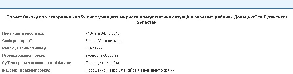 В Раду внесли два проекта закона о Донбассе