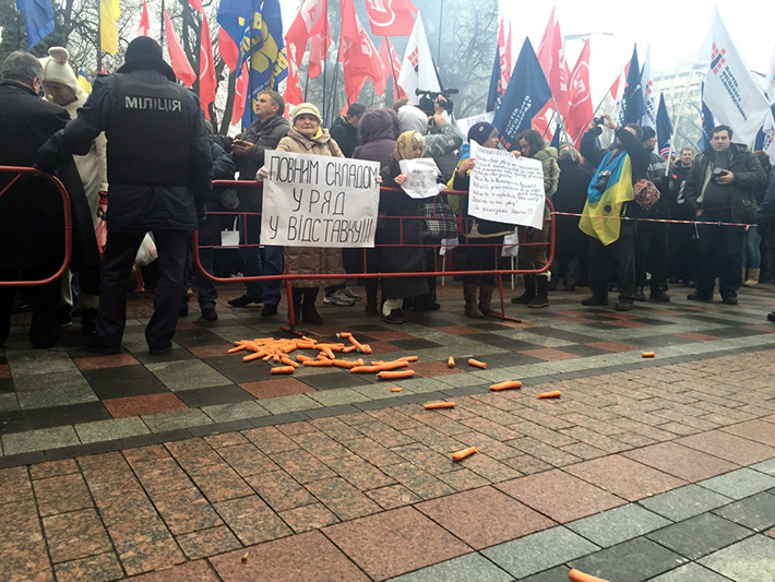 Крыльцо Верховной Рады забросали морковкой (фотофакт)