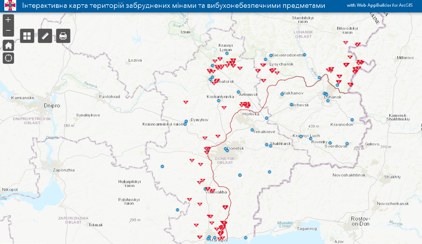 В Минобороны показали Интерактивную карту заминированных территорий Донбасса