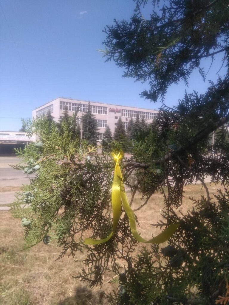 Луганські партизани розклеюють проукраїнські листівки та розвішують жовті стрічки