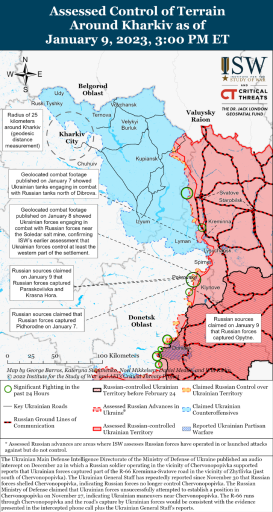 Карта бойових дій. Штурм Соледара “вагнерівцями”, концентрація сил РФ біля Вугледару та просування ЗСУ до Кремінної