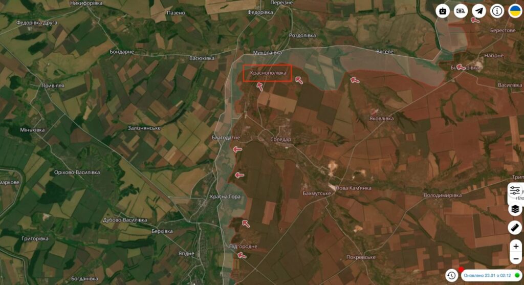 У Росії заявили про захоплення села Краснополівка на північ від Соледару