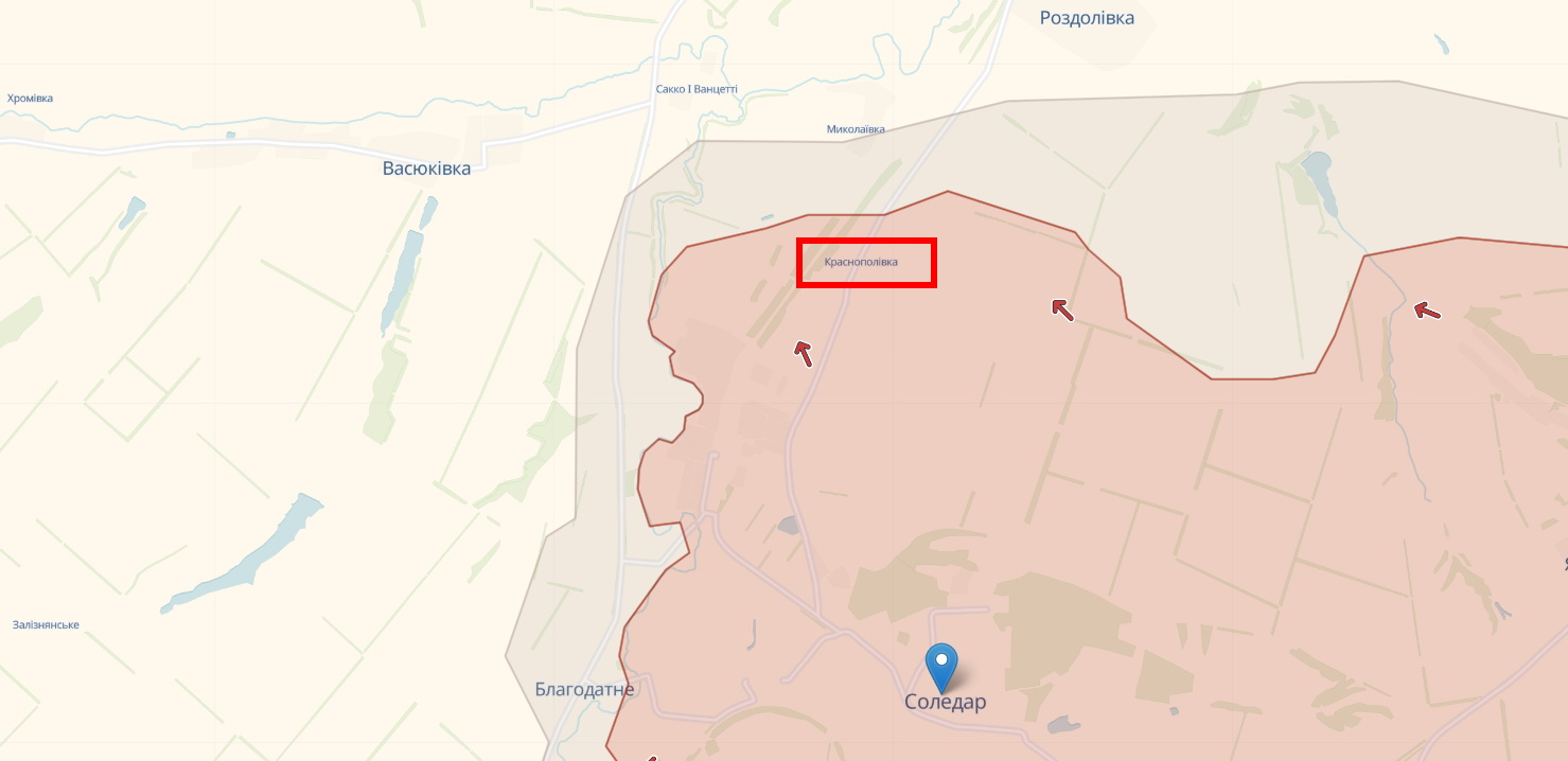У Росії заявили про захоплення села Краснополівка на північ від Соледару