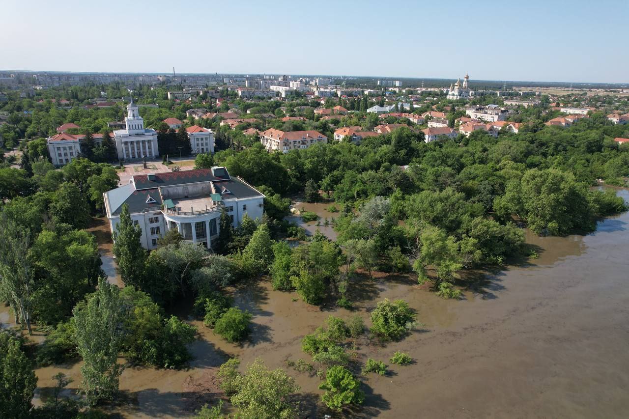В мережі показали затоплення в окупованій Новій Каховці, яка на лівому березі Дніпра
