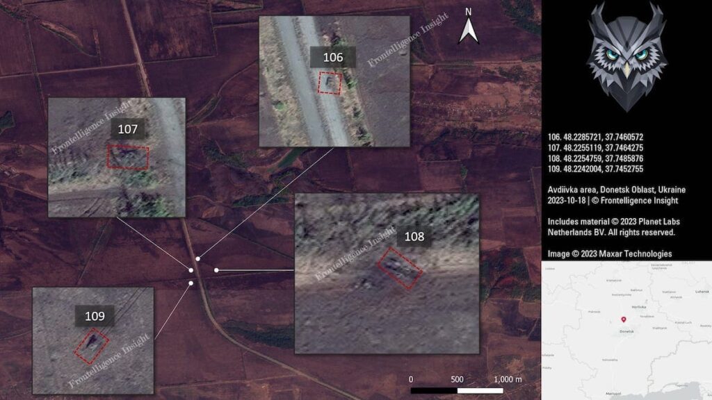 Армія РФ за 10 днів штурмів під Авдіївкою втратила 109 одиниць техніки. Опубліковано супутникові знімки