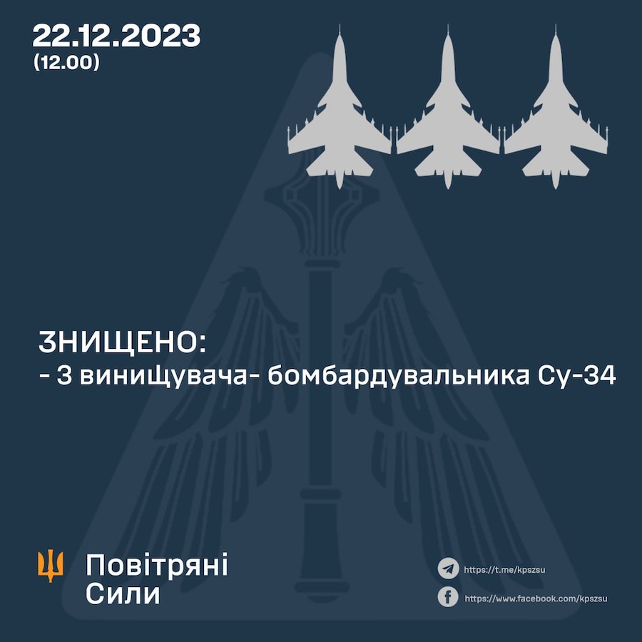 ЗСУ заявили про знищення відразу трьох винищувачів окупантів на південній ділянці фронту