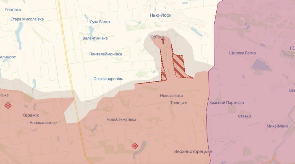 У росіян є просування в районі Торецька. Карта DeepState