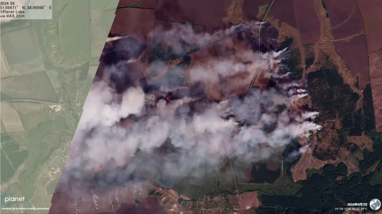 З’явилися супутникові знімки пожежі у Воронезькій області