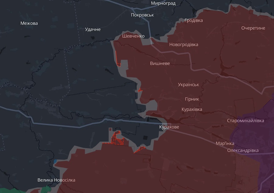 Росіяни окупували Константинопольське під Кураховим. DeepState оновив мапу бойових дій