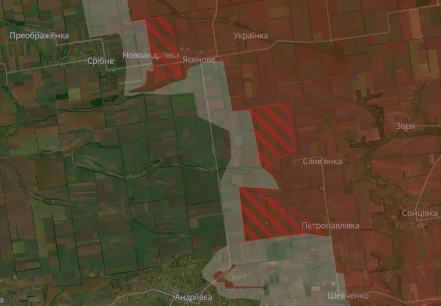 Окупанти просунулися поблизу чотирьох населених пунктів на заході Донеччини. DeepState показав оновлену мапу