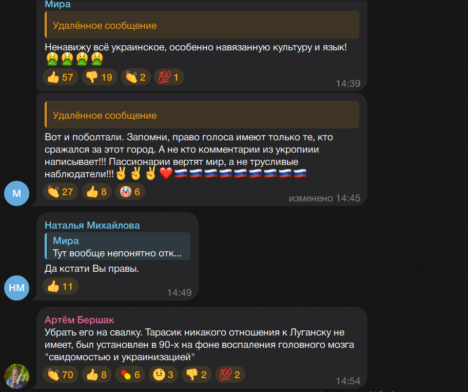 Окупанти збираються прибрати пам’ятник Тарасу Шевченку з центра Луганська