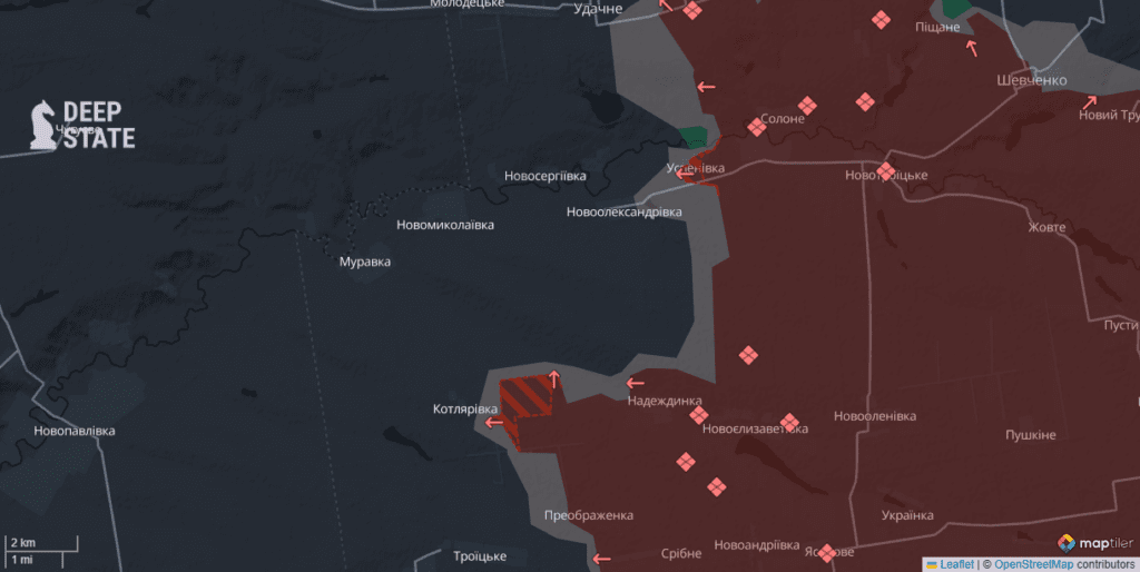 За минулу добу росіяни просунулись вздовж адмінкордону Донеччини та Дніпропетровщини. DeepState оновили мапу