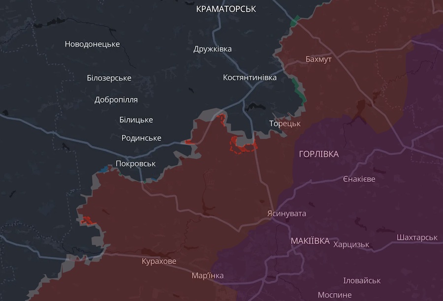 Ворог просунувся біля чотирьох населених пунктів Донецької області. DeepState показав оновлену мапу