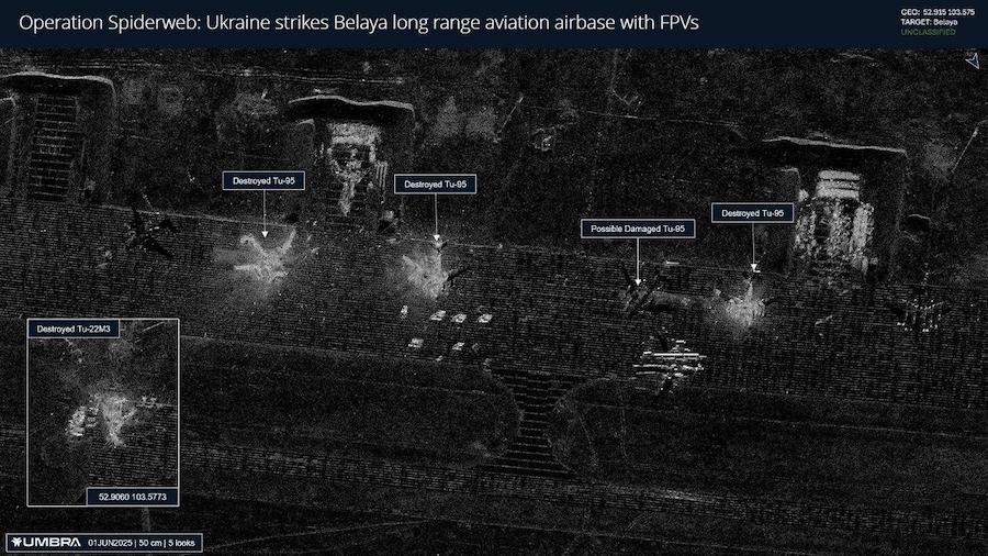 З’явилися супутникові знімки авіабази “Біла”, яка була однією з цілей операції СБУ “Павутина”