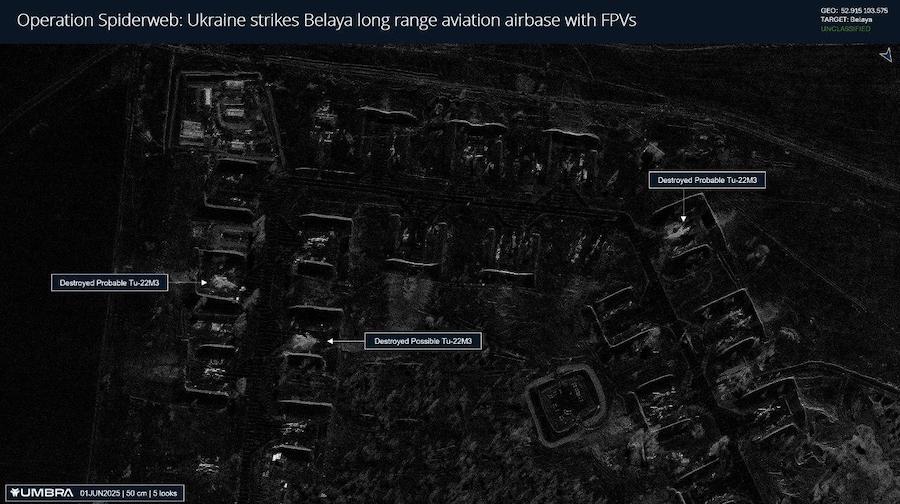 З’явилися супутникові знімки авіабази “Біла”, яка була однією з цілей операції СБУ “Павутина”