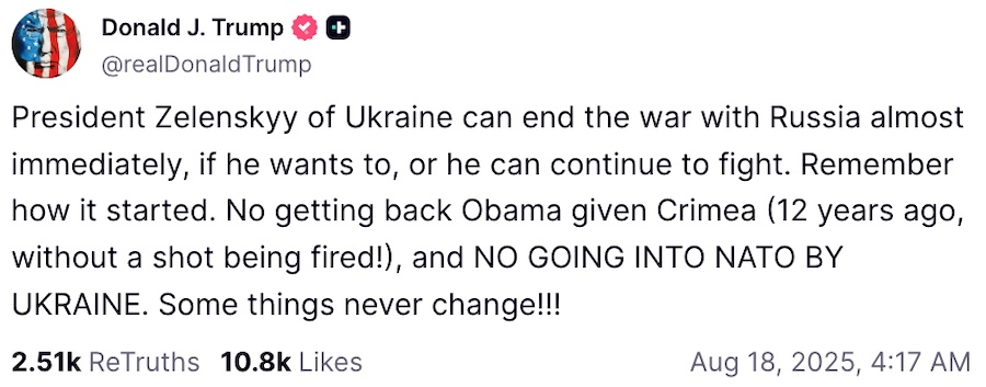 Трамп натякнув, від чого повинна відмовитися Україна для “негайного” завершення війни