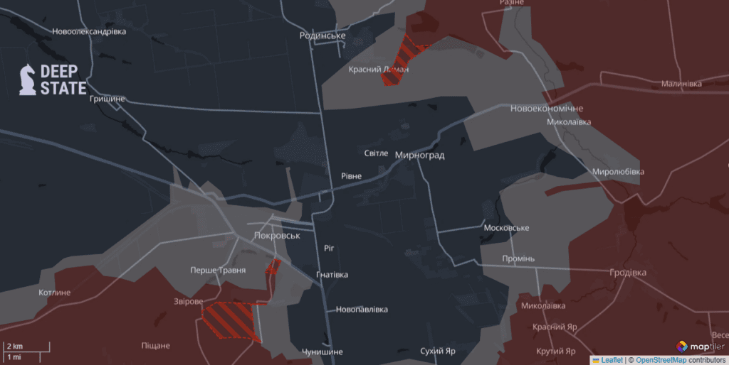 Окупанти намагаються оточити Покровськ та Мирноград: аналітики DeepState відобразили на мапі, що зараз відбувається на Донеччині