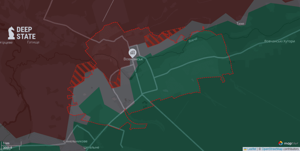 Окупанти активізувались у Вовчанську та просунулись на низці напрямків: DeepState показали зміни на мапі