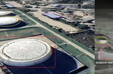 Бійці СБС вночі вдарили по нафтобазі у Феодосії та показали яскраве відео бойової роботи