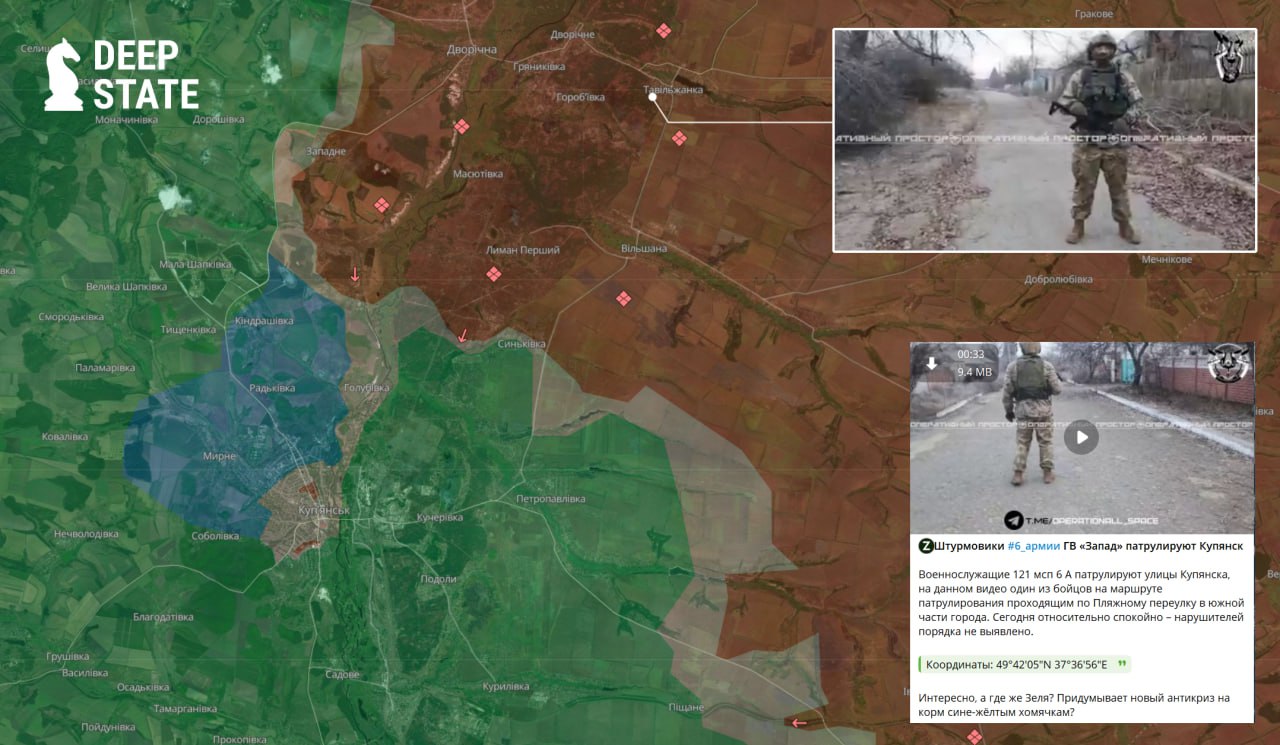 DeepState спростували вкиди росіян про контроль ЗС РФ над Куп’янськом: окупанти зняли “антикриз” за 20 кілометрів від міста