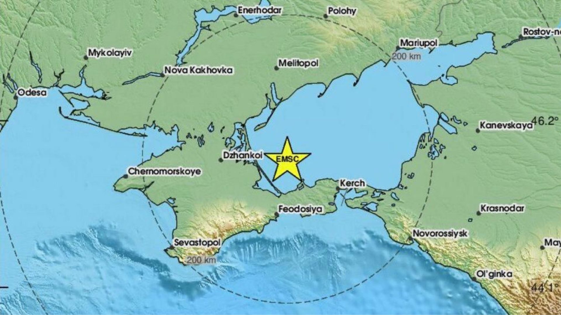 Землетрус магнітудою 5,1 стався в Азовському морі — поштовхи відчували й на Донбасі