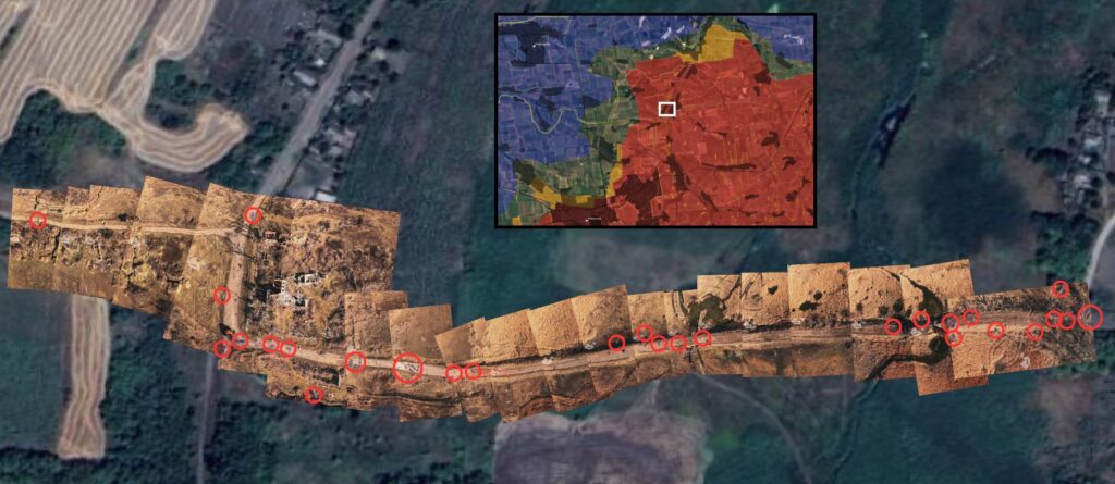 На 700 метрах дороги 60 ліквідованих росіян. OSINT-дослідник показав “дорогу смерті” на Донеччині